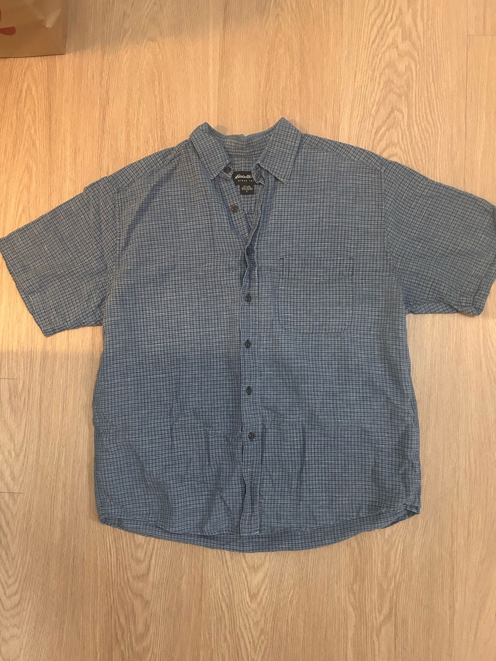Eddie Bauer Blue Short-Sleeve Button-Down Shirt